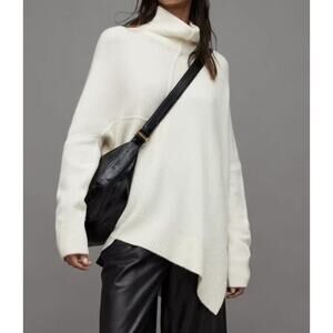 ALLSAINTS Women Size L Lock roll-neck wool Yak jumper Pullover Sweater Ivory